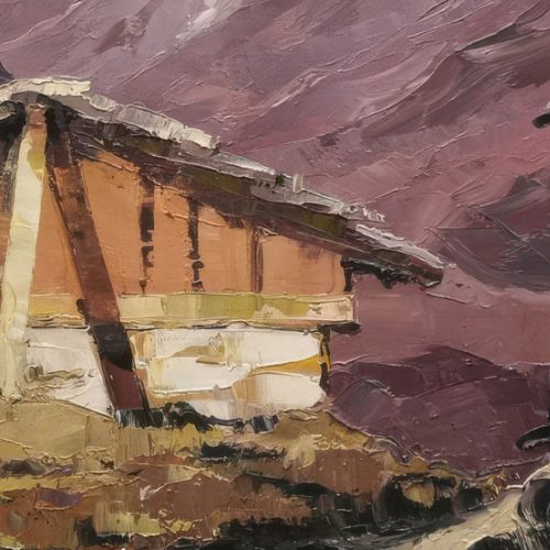 Detail of palette knife painting showing the thickness and texture of the paint