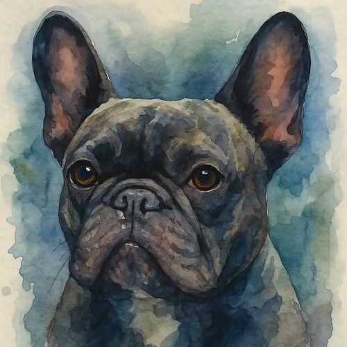 Dog portrait painted in oil from a photo, with a soft and expressive interpretation