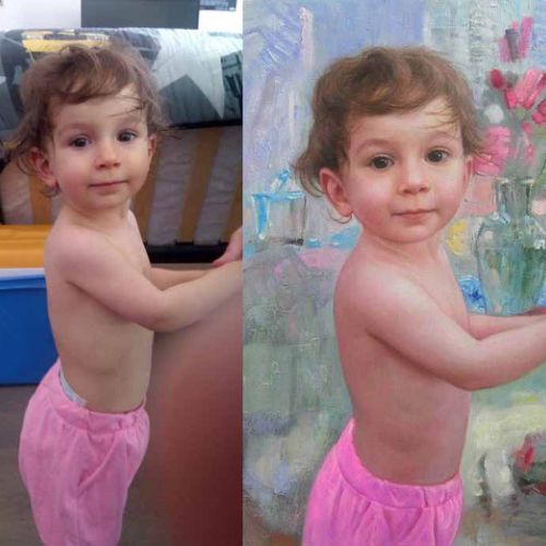 Child portrait in oil — faithful realism, recent commission example