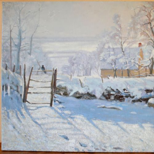 Snowy landscape with impasto (The Magpie)