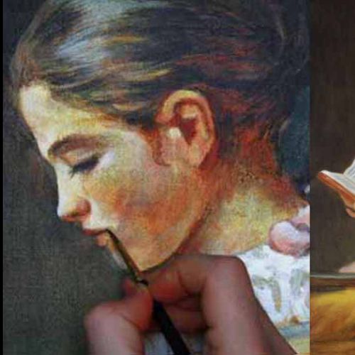 Copy after Fragonard — every detail painted by hand, classical training