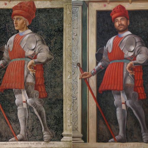 Custom portrait — face integrated onto a Roman soldier, bespoke composition