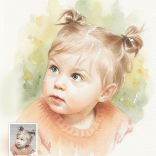 Child portrait — oil painting, light touch and luminous atmosphere