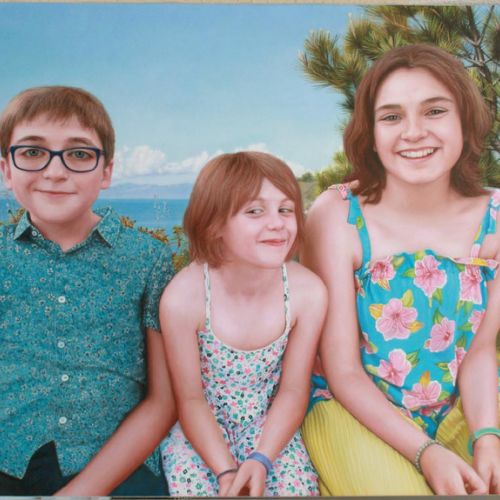 Three children — family portrait composed from several photos