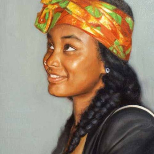 Early 20th-century couple — colorization and oil portrait from old photo