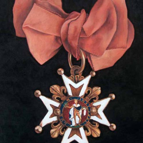 Detail — addition of medals (Legion of Honour, Order of Saint Louis) on an old oil portrait