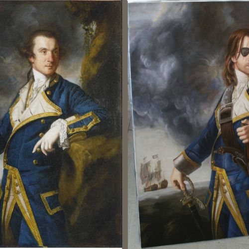 Naval officer — portrait revisited with added elements, commissioned work
