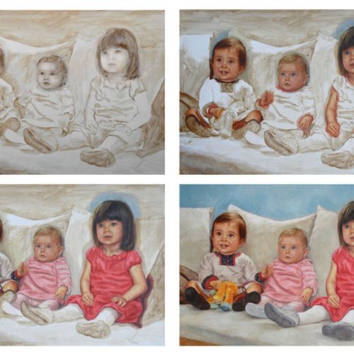 From blank canvas to finished portrait — steps of faithful realism