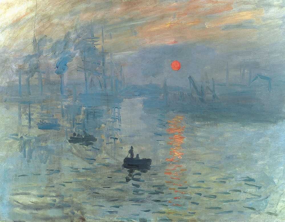 Oil-on-canvas copy of Monet’s Impression, Sunrise, impressionist style