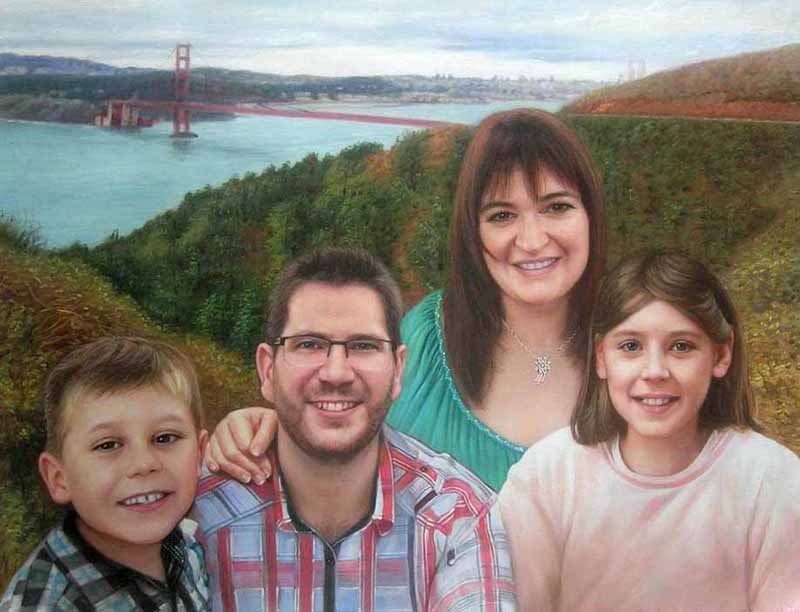 Peinture personnalisée de toile de portrait de famille avec 2-6 membre –  MadeMineFr